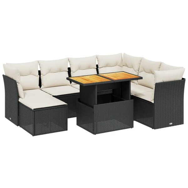 vidaXL Salon de jardin 8 Pièces avec coussins noir résine tressée