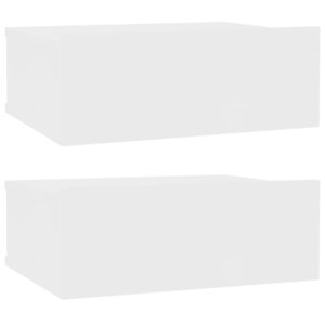 vidaXL Tables de chevet flottantes 2 Pièces Blanc bois d’ingénierie