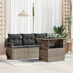 Ensemble de canapé de jardin 5 pièces avec coussins gris