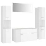 vidaXL Ensemble de meubles de bain Blanc brillant Bois d'ingénierie