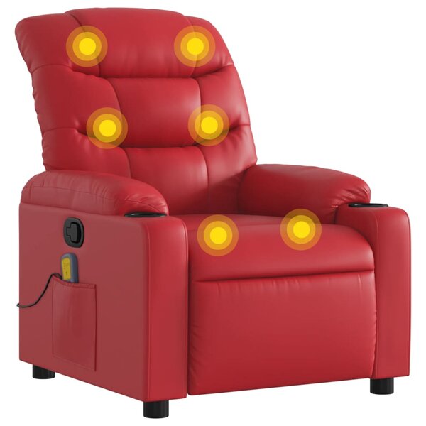 vidaXL Fauteuil de massage inclinable rouge similicuir