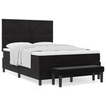 vidaXL Lit à ressorts avec matelas et banc noir 140x190 cm en velours