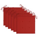 vidaXL Chaises de jardin avec coussins rouge lot de 6 Bois teck massif