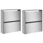 vidaXL Armoire à chaussures miroir 4 niveaux sonoma gris 63x17x134 cm