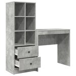 vidaXL Bureau avec rangement en bois d'ingénierie gris béton