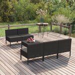 vidaXL Salon de jardin 6 Pièces avec coussins résine tressée noir