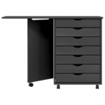 vidaXL Armoire roulante avec bureau MOSS gris bois de pin solide