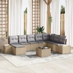 vidaXL Ensemble de canapé de jardin 9 pièces avec coussins en poly rotin noir