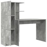vidaXL Bureau avec rangement en gris béton en bois d'ingénierie