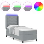 Lit à ressort vidaXL avec matelas et lumière LED gris clair 80x200 cm en tissu