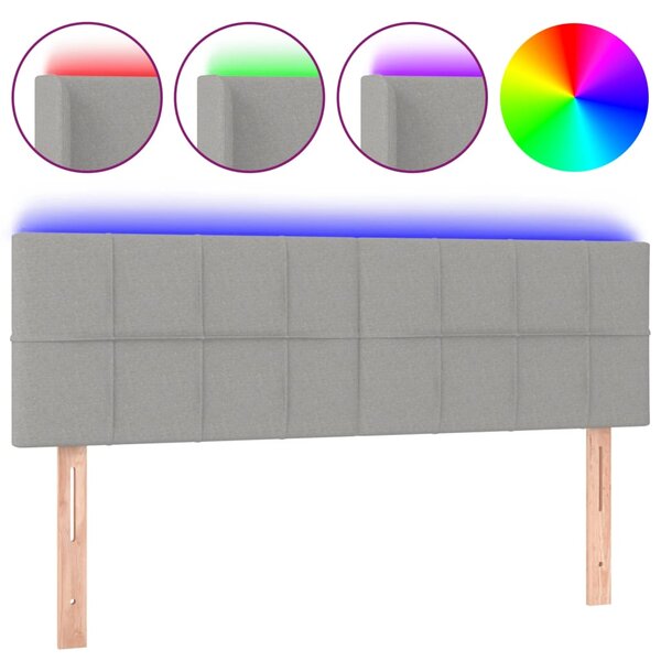 vidaXL Tête de lit à LED Gris clair 144x5x78/88 cm Tissu