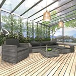 vidaXL Salon de jardin 8 Pièces avec coussins résine tressée gris