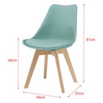 Lot de 4 chaises de salle à manger similicuir hêtre menthe 03_0006764