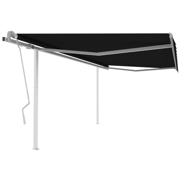 vidaXL Auvent manuel rétractable avec poteaux 4x3 5 m Anthracite