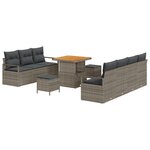 vidaXL Ensemble de Sofa de Jardin de 10 Pièces avec Coussins en Poly Rotin Gris Acacia