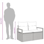 Canapé de jardin 2 places vidaXL avec rangement et coussins en poly rattan gris