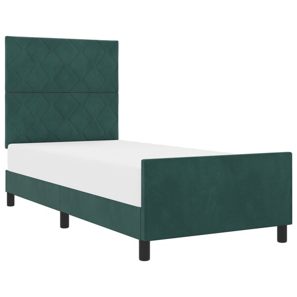 Cadre de lit vidaXL Vert foncé 90x200 cm Velours