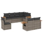 vidaXL Salon de jardin 8 Pièces avec coussins gris résine tressée