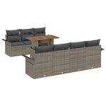 vidaXL Ensemble de canapé de jardin 8 pièces avec coussins gris en poly rotin et acacia