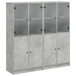 vidaXL Bibliothèque avec portes gris béton 136x37x142 cm