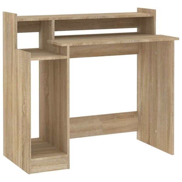 Bureau table poste de travail meuble d'ordinateur informatique étude avec lumières LED chêne 97 x 45 x 90 cm bois d'ingénierie brun 02_0023412