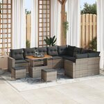 Ensemble de canapé jardin vidaXL de 12 pièces avec coussins gris poly rattan acacia