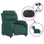 vidaXL Fauteuil inclinable électrique Vert foncé Tissu