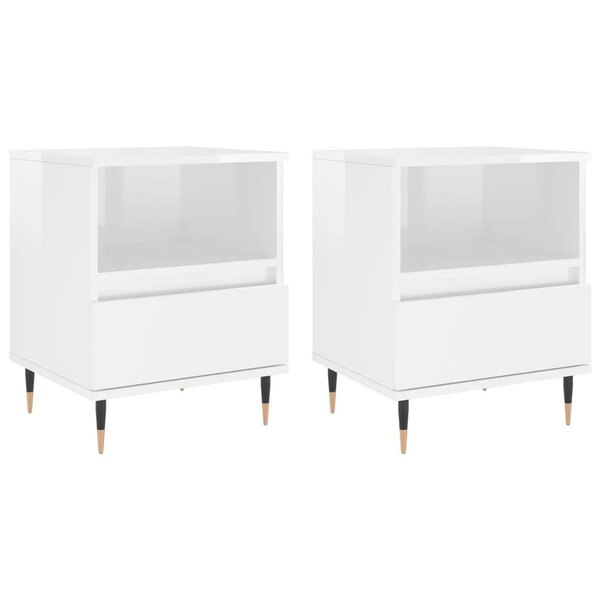 vidaXL Tables de chevet 2 Pièces blanc brillant 40x35x50 cm