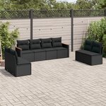 vidaXL Salon de jardin 8 Pièces avec coussins noir résine tressée
