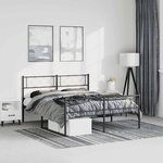 vidaXL Cadre de lit métal sans matelas avec pied de lit noir 135x190cm