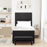 vidaXL Lit Box Spring avec matelas et banc noir 90x190 cm velours