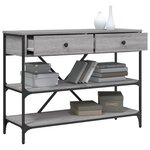 vidaXL Table console avec tiroirs et étagères gris bois d'ingénierie