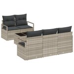 Ensemble de Canapés de Jardin vidaXL en 6 pièces  coussins Gris Clair Rattan Synthétique