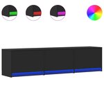 vidaXL Meuble TV avec LED noir 165x34x40 cm bois d'ingénierie
