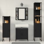 vidaXL Ensemble de mobilier de salle de bain 4 pièces Chêne Noir Bois d'ingénierie