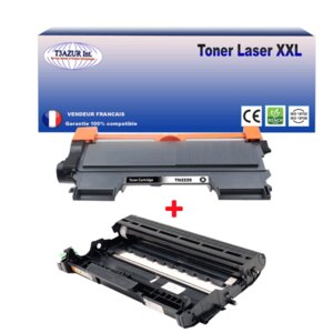 Kit Tambour+Toner  compatible avec Brother TN2220, TN2010, DR2200 pour Brother MFC7860DW - T3AZUR