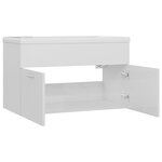 vidaXL Armoire d'évier avec lavabo intégré Blanc brillant Aggloméré