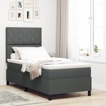 vidaXL Lit à sommier avec matelas & LED gris foncé 100x200 cm en tissu