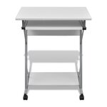 vidaXL Bureau d'ordinateur compact avec plateau à clavier Blanc
