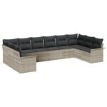 vidaXL Set de canapé de jardin de 10 pièces avec coussins Gris clair Poly rotin