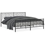 vidaXL Cadre de lit métal sans matelas avec pied de lit noir 180x200cm