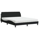 vidaXL Lit avec matelas noir 160x200 cm tissu