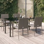 vidaXL Ensemble à manger de jardin coussins 5 Pièces noir et gris
