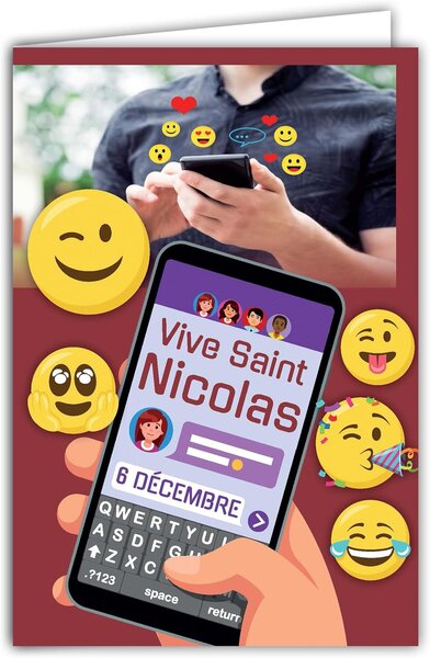 Carte vive saint nicolas bonne fête 6 décembre avec enveloppe blanche 12x17 5cm