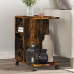vidaXL Table d'appoint avec roues chêne fumé bois d'ingénierie