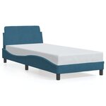 vidaXL Cadre de lit avec tête de lit bleu 90x190 cm velours