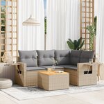 vidaXL Salon de jardin avec coussins 5Pièces mélange beige résine tressée