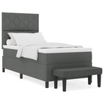 vidaXL Lit à Sommier Tapissier avec Matelas & Banc Gris Foncé 90x200 cm en Tissu