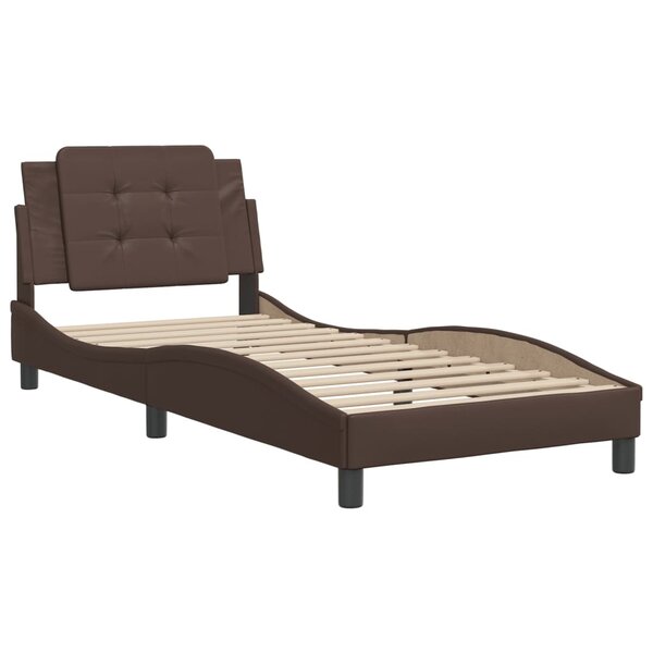 vidaXL Cadre de lit avec tête de lit marron 100x200 cm Similicuir