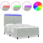 Lit à ressorts vidaXL avec matelas et lumière LED gris clair 140x190 cm en velours
